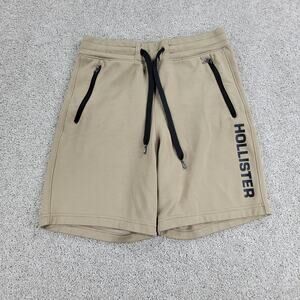 Hollister Sweat Shorts Mens XS Tan Black Lace Up Pockets Summer Casual Wear